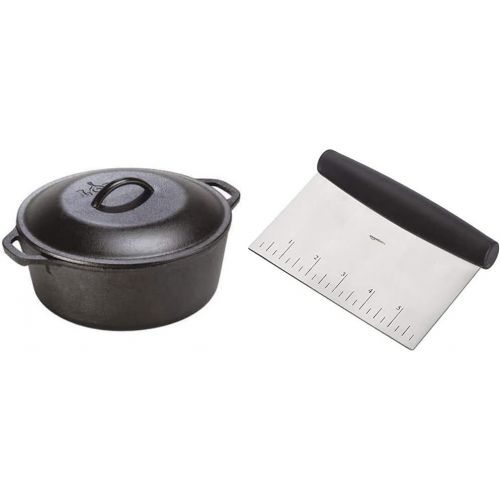 롯지 Lodge L8DOL3 Cast Iron Dutch Oven with Dual Handles, Pre-Seasoned, 5-Quart