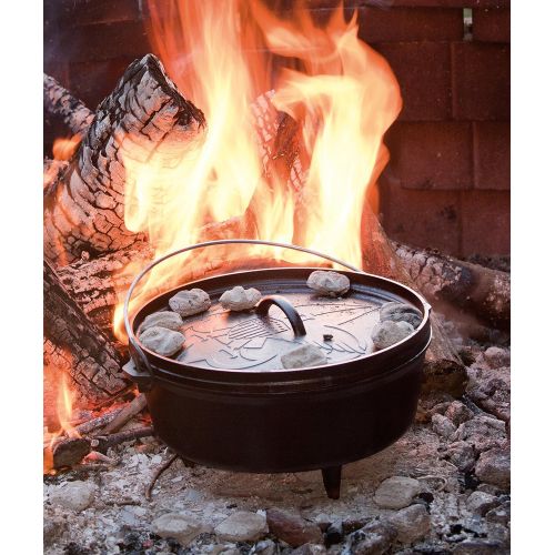 롯지 Lodge 8 Quart Camp Dutch Oven. 12 Inch Pre Seasoned Cast Iron Pot and Lid with Handle for Camp Cooking