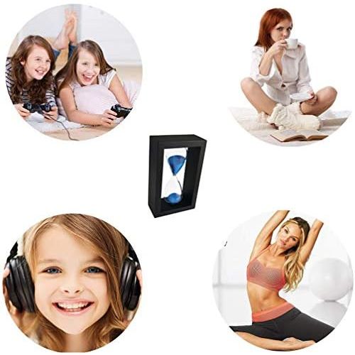  [아마존베스트]Lodunsyr Hourglass 45 Minute Timer Hourglass for Ornament Christmas New Year Birthday Tea Coffee Table Bookshelf School Game Woods Frame Hourglass Decoration Blue