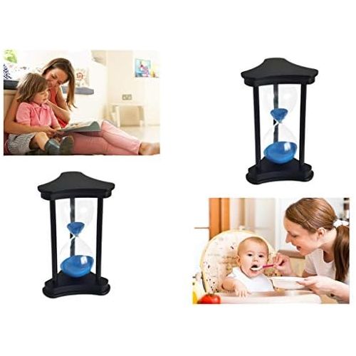  [아마존베스트]Lodunsyr Hourglass 60 Minute Timer Hourglass for Ornament Christmas New Year Birthday Tea Coffee Table Bookshelf School Game Woods Frame Hourglass 1 Hour Decoration Blue