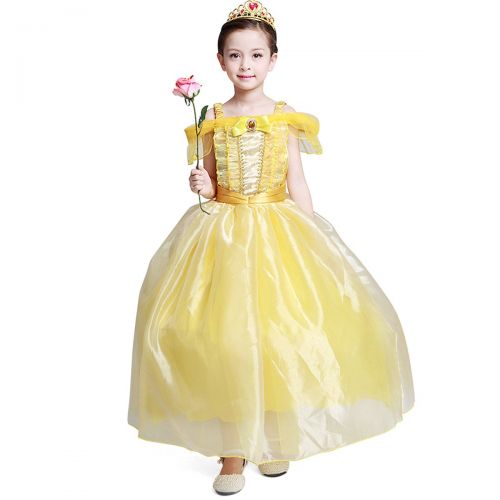  Loel loel Girls Princess Belle Costume Party Fancy Dress Up