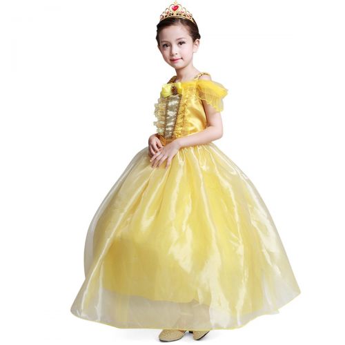  Loel loel Girls Princess Belle Costume Party Fancy Dress Up