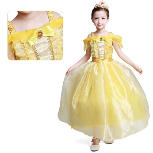  Loel loel Girls Princess Belle Costume Party Fancy Dress Up