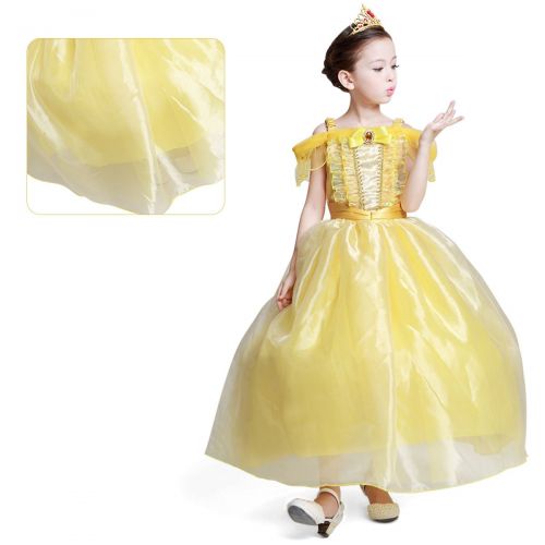  Loel loel Girls Princess Belle Costume Party Fancy Dress Up