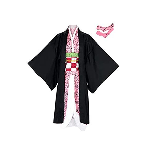  할로윈 용품Lofeery Adult Demon Slayer Cape Cloak Outfits Kamado Nezuko Kimono Robe Cosplay Costume Halloween Jacket Suits Uniform Unisex