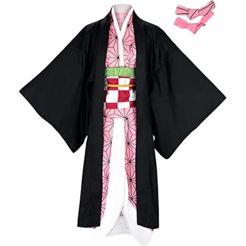  할로윈 용품Lofeery Adult Demon Slayer Cape Cloak Outfits Kamado Nezuko Kimono Robe Cosplay Costume Halloween Jacket Suits Uniform Unisex