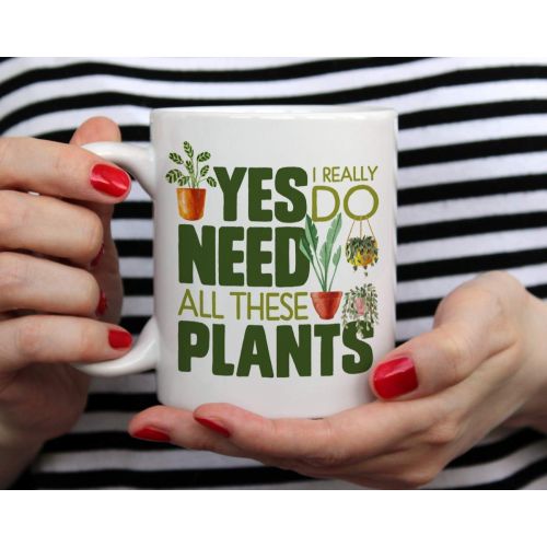  [아마존베스트]Loftipop Plant Lover Coffee Mug, Houseplant Tea Cup, Gardner Landscape Green Thumb Gifts, Yes I Really Do Need All These Plants