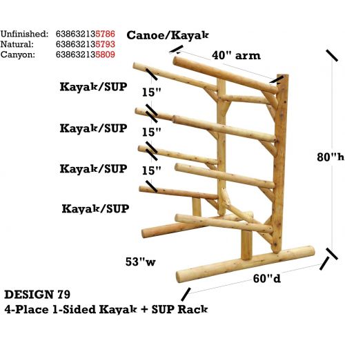  [아마존베스트]Log Kayak Rack 4-Place One-Sided Kayak and SUP Rack