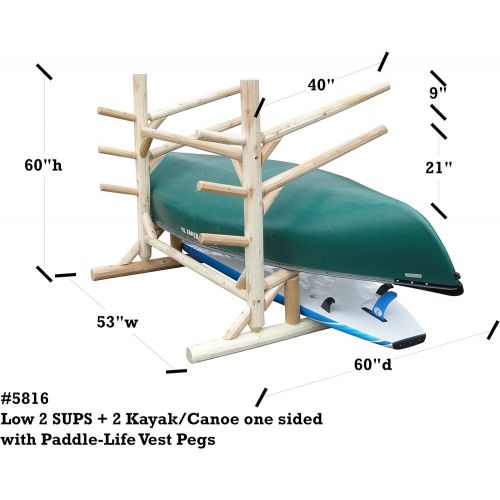  [아마존베스트]Log Kayak Rack Low 2 SUP + 2 Kayak Rack One-Sided with pegs