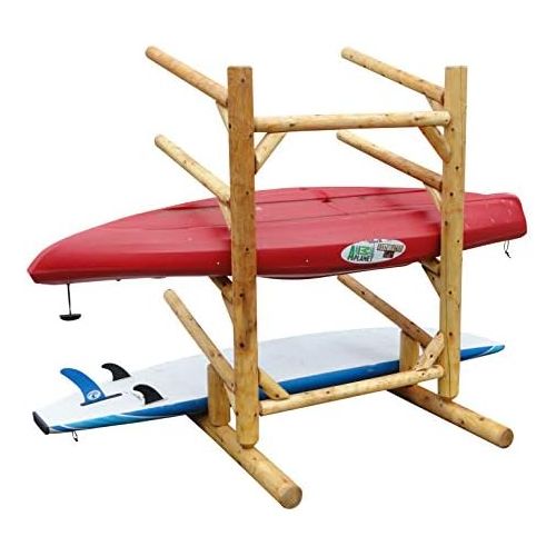  Log Kayak Rack 4-Place One-Sided Kayak and SUP Rack