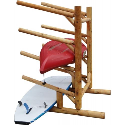  Log Kayak Rack 4-Place One-Sided Kayak and SUP Rack
