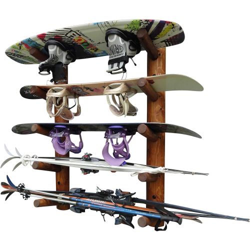  [아마존베스트]Log Kayak Rack 5 Place Ski and Snowboard Wall Rack