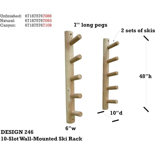  Log Kayak Rack 10 Slot Wall-Mounted Ski Rack