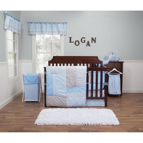  Logan 3-piece Blue Grey Crib Bedding Set by Trend Lab