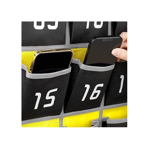  Loghot Numbered Classroom Sundries Closet Pocket Chart for Cell Phones Holder Wall Door Hanging Organizer (36 Pockets Black)