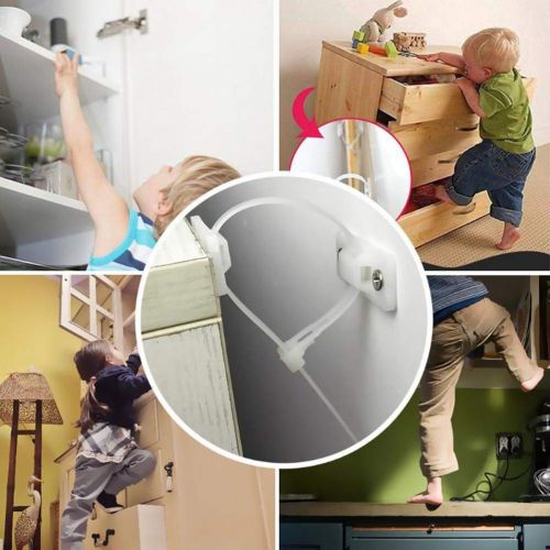  [아마존베스트]Loghot 6 Sets Nylon Anti-Tip Furniture Anchor Straps White Attach Furniture to Wall Keeping Baby Pet...