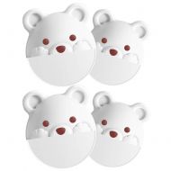 Loghot White Bear Child Safety Cabinet Locks Anti Tilt Furniture Anti Tip Wall Anchor No Need to Punch Holes (Pack of 4)