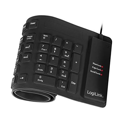  [아마존베스트]LogiLink Keyboard Flexible Waterproof USB with PS/2 Black