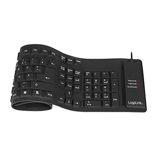  [아마존베스트]LogiLink Keyboard Flexible Waterproof USB with PS/2 Black