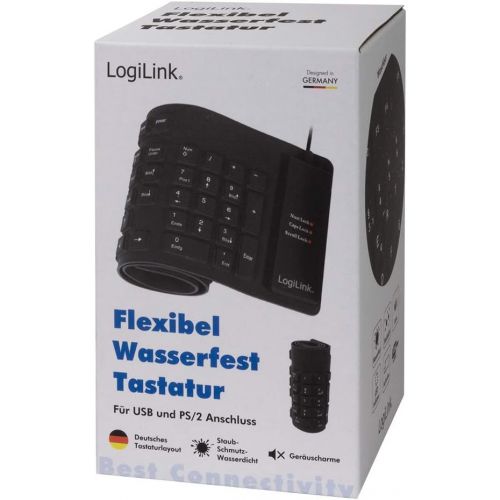  [아마존베스트]LogiLink Keyboard Flexible Waterproof USB with PS/2 Black