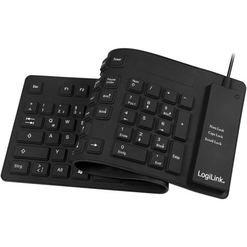  [아마존베스트]LogiLink Keyboard Flexible Waterproof USB with PS/2 Black