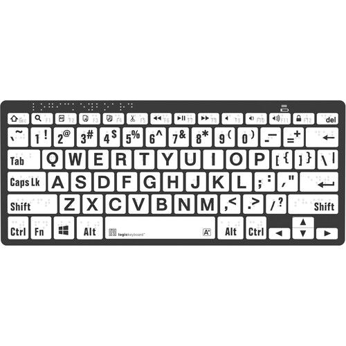  Logickeyboard Braille/LargePrint Black-on-White Wireless Keyboard (Windows, US English)