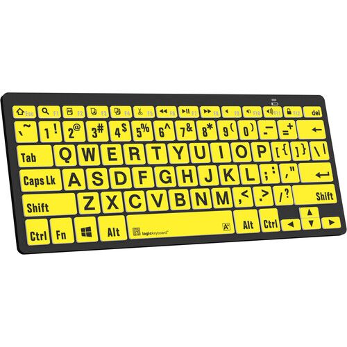  Logickeyboard LargePrint Black-on-Yellow Bluetooth Mini Keyboard (Windows, US English)