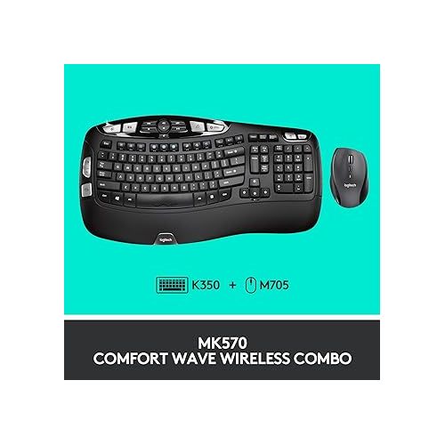 로지텍 Logitech MK570 Wireless Wave Keyboard and Mouse Combo, Black