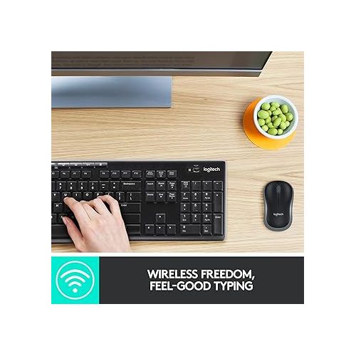 로지텍 Logitech MK270 Wireless Keyboard And Mouse Combo For Windows, 2.4 GHz Wireless, Compact Mouse, 8 Multimedia And Shortcut Keys, For PC, Laptop - Black