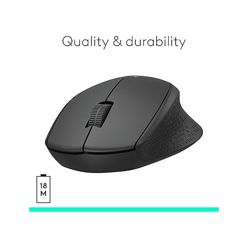 로지텍 Logitech M330 SILENT Wireless Mouse, 2.4GHz with USB Receiver, Optical Tracking, Quiet & Lightweight, Long Battery Life, for PC, Mac, Laptop, Chromebook - Black