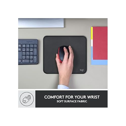 로지텍 Logitech Mouse Pad - Studio Series, Computer Mouse Mat with Anti-slip Rubber Base, Easy Gliding, Spill-Resistant Surface, Durable Materials, Portable, in a Fresh Modern Design, Graphite