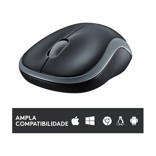 로지텍 Logitech M185 Wireless Mouse, 2.4GHz with USB Mini Receiver, 12-Month Battery Life, 1000 DPI Optical Tracking, Ambidextrous PC/Mac/Laptop - Swift Gray