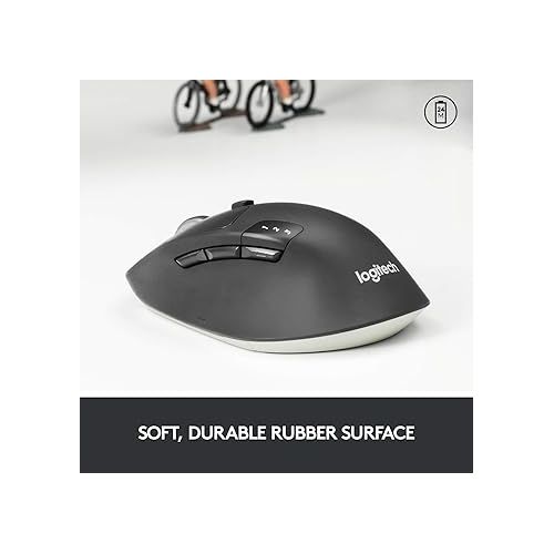 로지텍 Logitech M720 Triathlon Multi-Device Wireless Mouse, Bluetooth, USB Unifying Receiver, 1000 DPI, 8 Buttons, 2-Year Battery, Compatible with Laptop, PC, Mac, iPadOS - Black