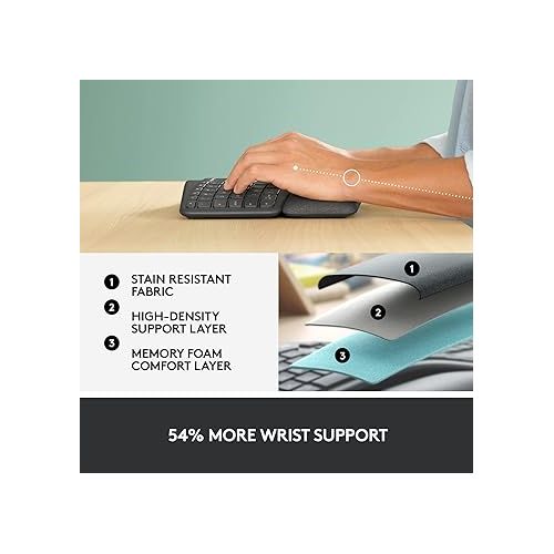 로지텍 Logitech ERGO K860 Wireless Ergonomic Qwerty Keyboard - Split Keyboard, Wrist Rest, Natural Typing, Stain-Resistant Fabric, Bluetooth and USB Connectivity, Compatible with Windows/Mac,Black