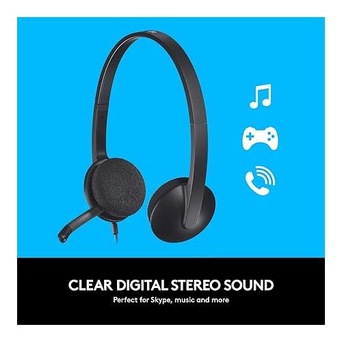 로지텍 Logitech USB Headset H340, Stereo, USB Headset for Windows and Mac - Black