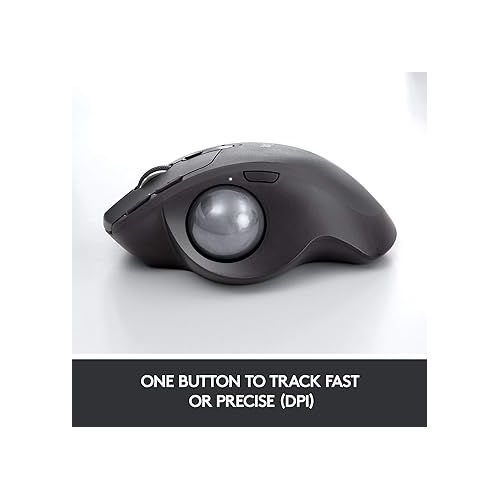 로지텍 Logitech MX Ergo Wireless Trackball Mouse, Ergonomic Design, Move Content Between 2 Windows and Apple Mac Computers (Bluetooth or USB), Rechargeable - With Free Adobe Creative Cloud Subscription
