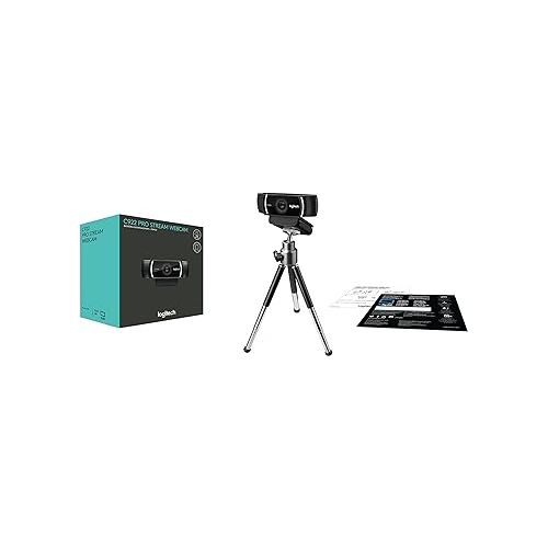 로지텍 logitech C922 Pro Stream Webcam 1080P Camera for HD Video Streaming & Recording 960-001087(Renewed)