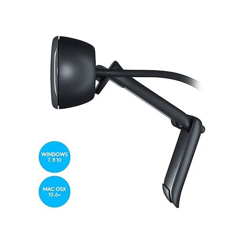 로지텍 Logitech C270 HD Webcam, 720p, Widescreen HD Video Calling,Light Correction, Noise-Reducing Mic, For Skype, FaceTime, Hangouts, WebEx, PC/Mac/Laptop/Macbook/Tablet - Black