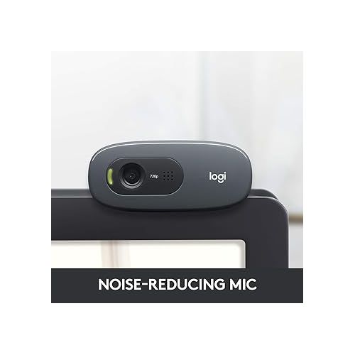 로지텍 Logitech C270 HD Webcam, 720p, Widescreen HD Video Calling,Light Correction, Noise-Reducing Mic, For Skype, FaceTime, Hangouts, WebEx, PC/Mac/Laptop/Macbook/Tablet - Black