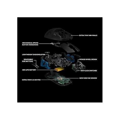 로지텍 Logitech G Pro Wireless Gaming Mouse with Esports Grade Performance, Ergonomic Ambidextrous, 4-8 Programmable Buttons, and HERO 25K Sensor (Renewed)