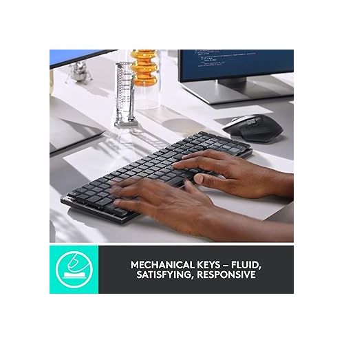 로지텍 Logitech MX Mechanical Wireless Illuminated Performance Keyboard, Tactile Quiet Switches, Bluetooth, USB-C, macOS, Windows, Linux, iOS, Android, Graphite - With Free Adobe Creative Cloud Subscription