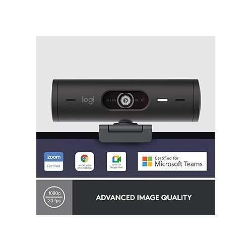 로지텍 Logitech Brio 501 Full HD Webcam with Auto Light Correction,Show Mode, Dual Noise Reduction Mics, Privacy Cover, Works with Microsoft Teams, Google Meet, Zoom, USB-C Cable - Black