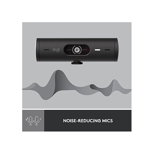 로지텍 Logitech Brio 501 Full HD Webcam with Auto Light Correction,Show Mode, Dual Noise Reduction Mics, Privacy Cover, Works with Microsoft Teams, Google Meet, Zoom, USB-C Cable - Black