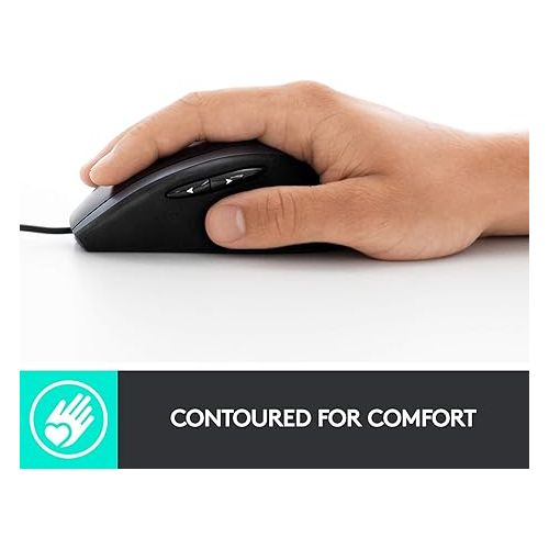 로지텍 Logitech M500s Advanced Corded Mouse with Advanced Hyper-fast Scrolling & Tilt, Customizable Buttons, High Precision Tracking with DPI Switch, USB plug & play,Graphite