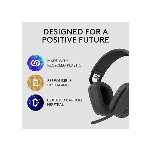 로지텍 Logitech Zone Vibe 100 Lightweight Wireless Over Ear Headphones with Noise Canceling Microphone, Advanced Multipoint Bluetooth Headset, Works with Teams, Google Meet, Zoom, Mac/PC - Graphite