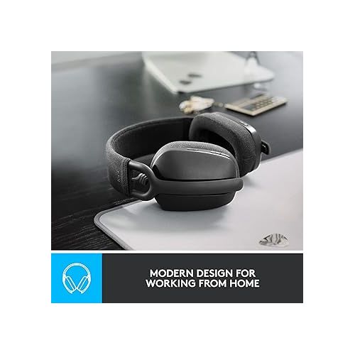 로지텍 Logitech Zone Vibe 100 Lightweight Wireless Over Ear Headphones with Noise Canceling Microphone, Advanced Multipoint Bluetooth Headset, Works with Teams, Google Meet, Zoom, Mac/PC - Graphite
