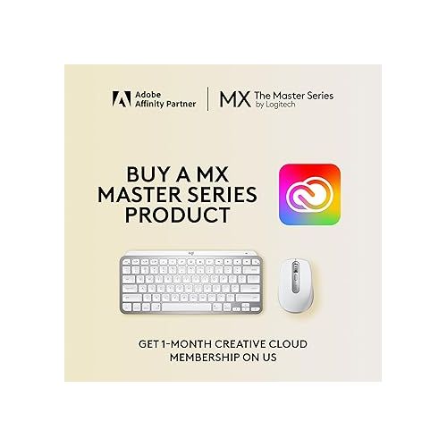 로지텍 Logitech MX Backlit Keys Mini for Mac Minimalist Wireless Illuminated Keyboard, Compact, Bluetooth, USB-C, for MacBook Pro, Macbook Air, iMac, iPad - With Free Adobe Creative Cloud Subscription