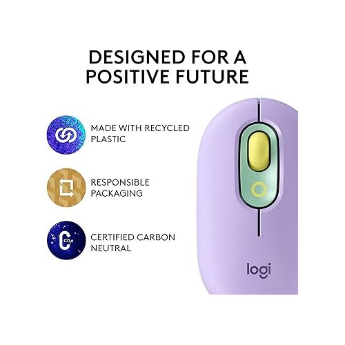 로지텍 Logitech POP Mouse, Wireless Mouse with Customizable Emojis, SilentTouch Technology, Precision/Speed Scroll, Compact Design, Bluetooth, Multi-Device, OS Compatible - Daydream Mint