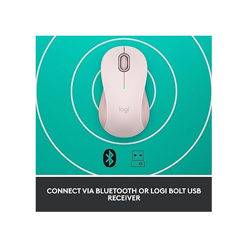 로지텍 Logitech Signature M550 Wireless Mouse - For Small to Medium Sized Hands, 2-Year Battery, Silent Clicks, Bluetooth, Multi-Device Compatibility - Rose