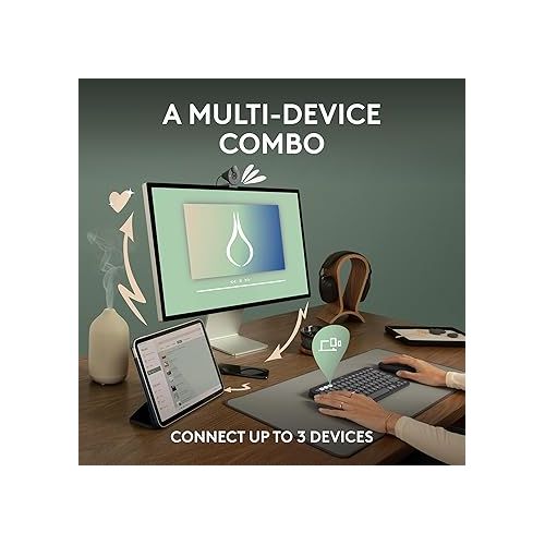 로지텍 Logitech Pebble 2 Combo, Wireless Keyboard and Mouse, Quiet and Portable, Customizable, Logi Bolt, Bluetooth, Easy-Switch for Windows, macOS, iPadOS, Chrome - Tonal Rose